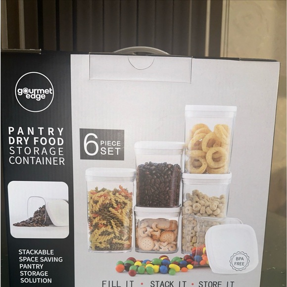 6pc, Gourmet Edge BPA free Dry Food Pantry Organizer Container Set - Picture 1 of 4